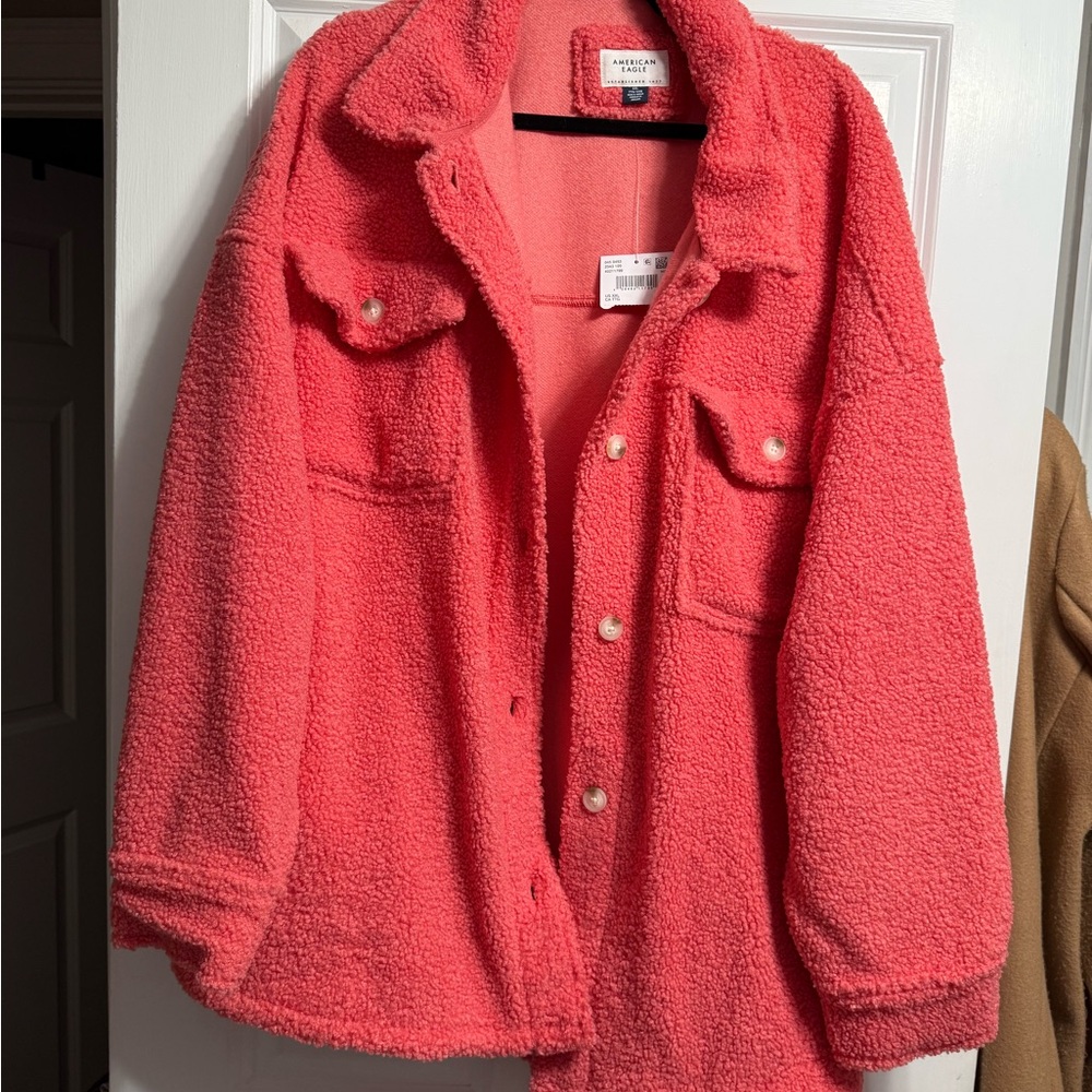 American Eagle Outfitters Pink Sherpa Jacket
